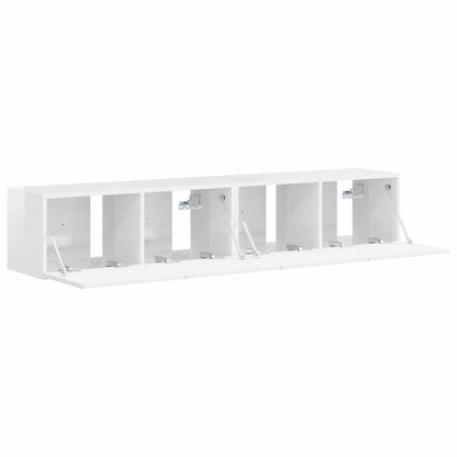 Tv Wall Cabinet 2 Pcs Lesklá Bílá Kompozitní Dřevo