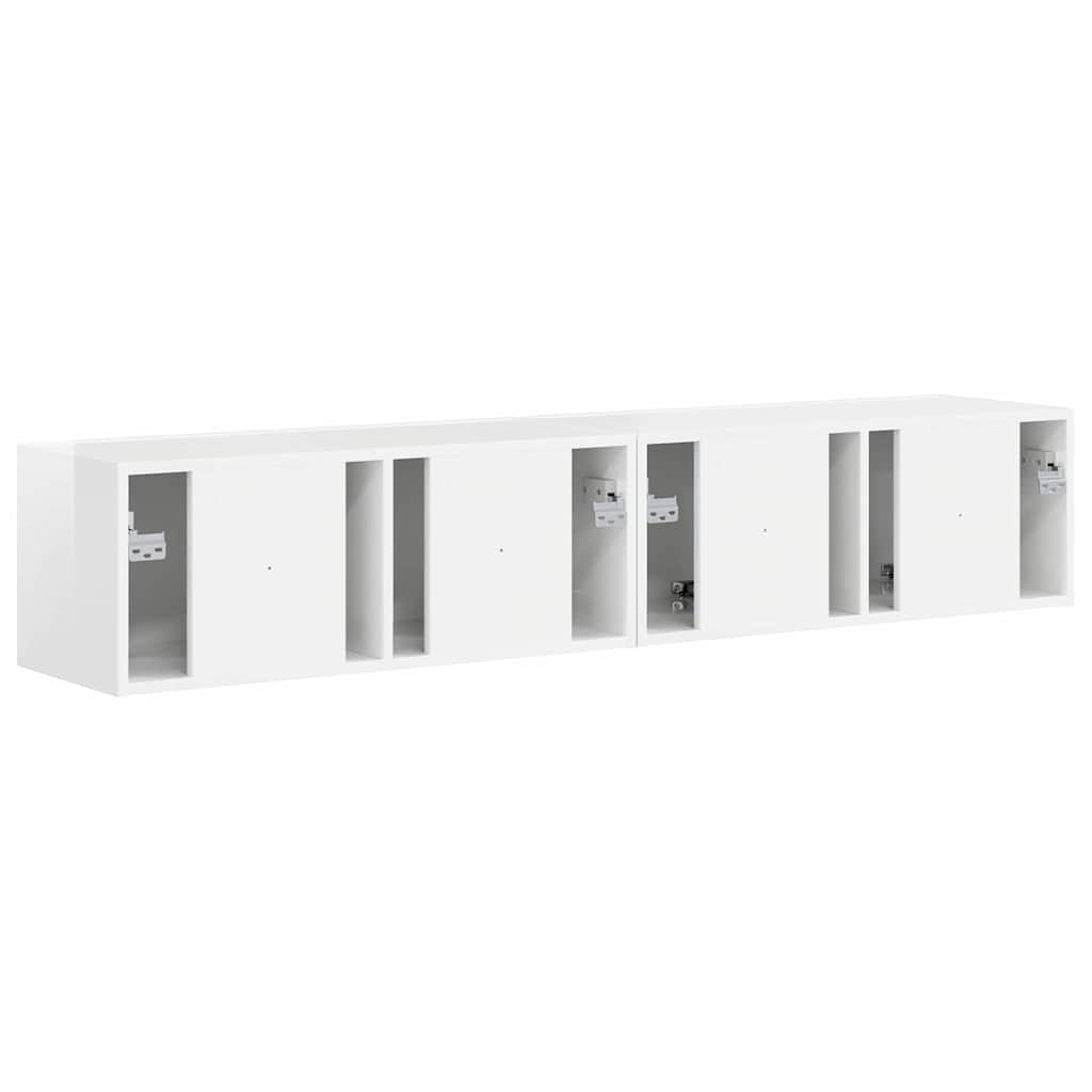 Tv Wall Cabinet 2 Pcs Lesklá Bílá Kompozitní Dřevo