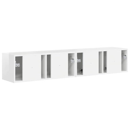 Tv Wall Cabinet 2 Pcs Lesklá Bílá Kompozitní Dřevo