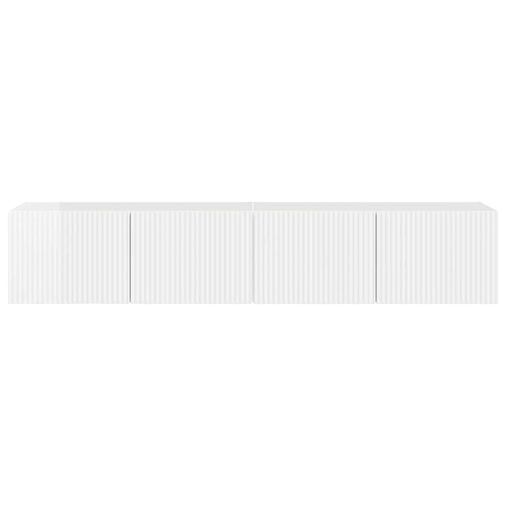 Tv Wall Cabinet 2 Pcs Lesklá Bílá Kompozitní Dřevo