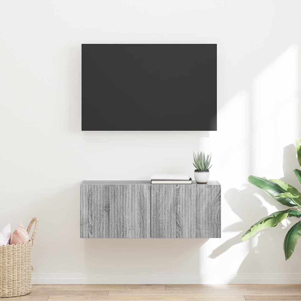 Tv Wall Cabinet 78,5 X 31 X 29,5 Cm Šedá Sonoma