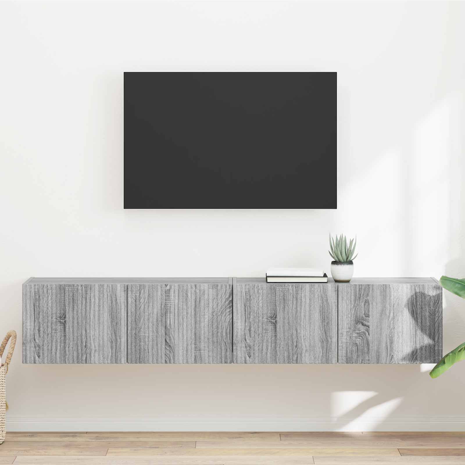Tv Wall Cabinet 2 Pcs Šedá Sonoma Kompozitní Dřevo