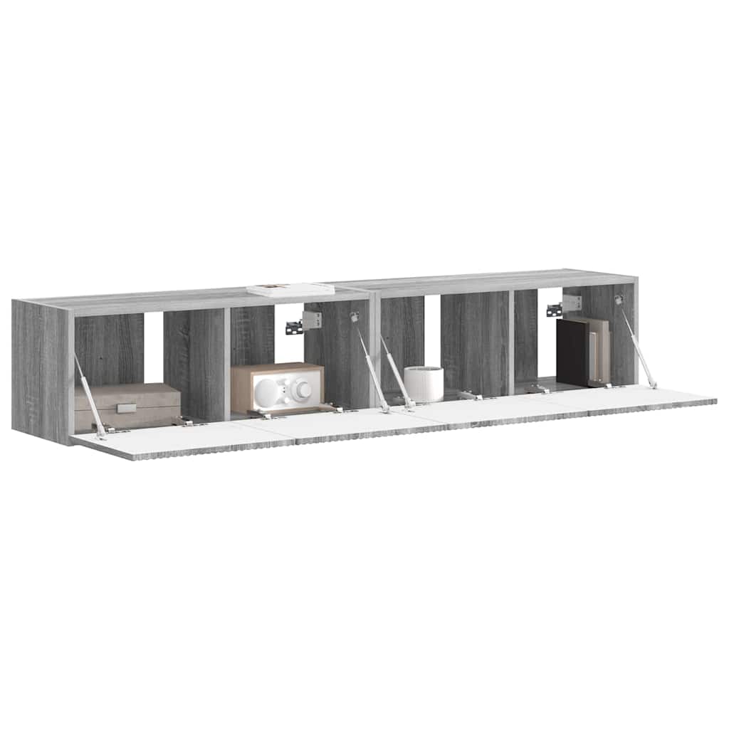Tv Wall Cabinet 2 Pcs Šedá Sonoma Kompozitní Dřevo
