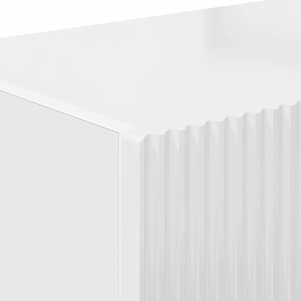 Tv Wall Cabinet 98 X 31 X 29,5 Cm Lesklá Bílá Kompozitní Dřevo