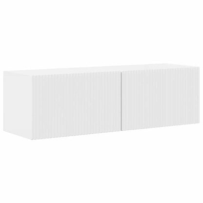 Tv Wall Cabinet 98 X 31 X 29,5 Cm Lesklá Bílá Kompozitní Dřevo