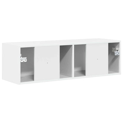 Tv Wall Cabinet 98 X 31 X 29,5 Cm Lesklá Bílá Kompozitní Dřevo