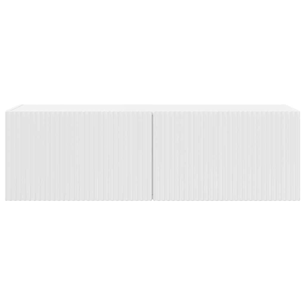Tv Wall Cabinet 98 X 31 X 29,5 Cm Lesklá Bílá Kompozitní Dřevo