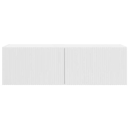 Tv Wall Cabinet 98 X 31 X 29,5 Cm Lesklá Bílá Kompozitní Dřevo