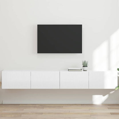 Tv Wall Cabinet 2 Pcs Lesklá Bílá Kompozitní Dřevo