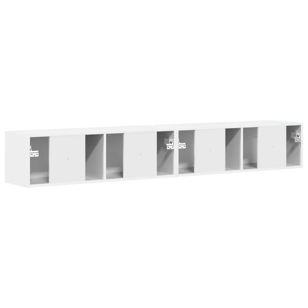 Tv Wall Cabinet 2 Pcs Lesklá Bílá Kompozitní Dřevo
