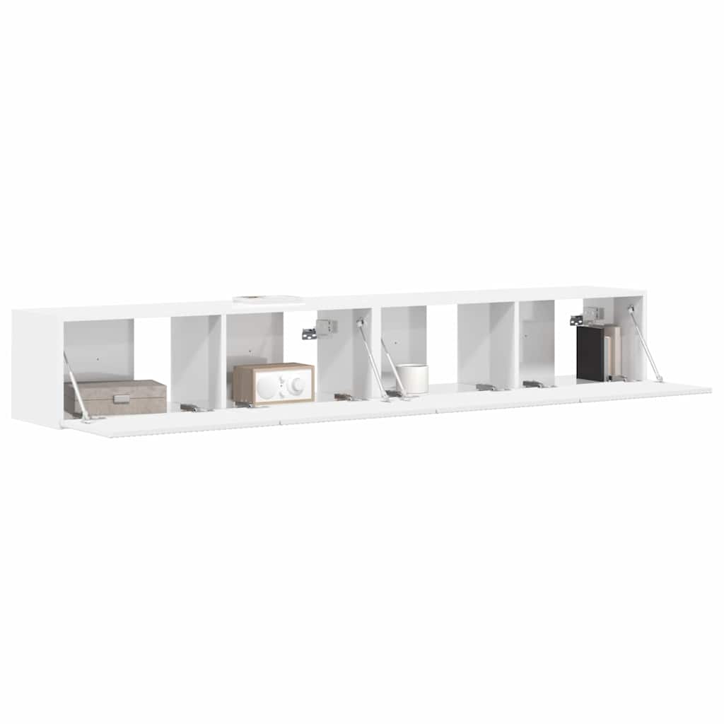 Tv Wall Cabinet 2 Pcs Lesklá Bílá Kompozitní Dřevo