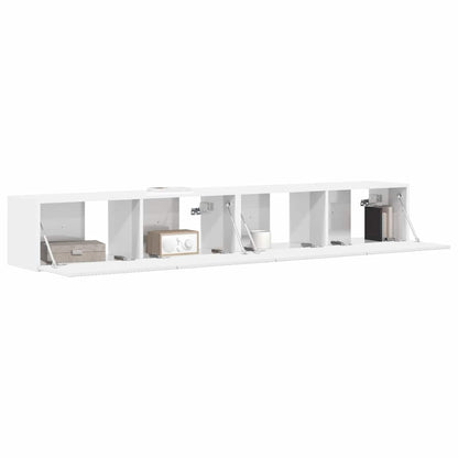 Tv Wall Cabinet 2 Pcs Lesklá Bílá Kompozitní Dřevo