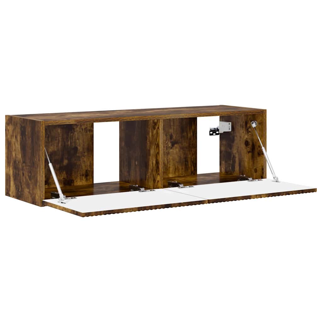 Tv Wall Cabinet 98 X 31 X 29,5 Cm Kouřový Dub Kompozitní Dřevo