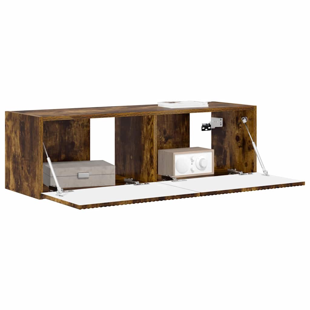 Tv Wall Cabinet 98 X 31 X 29,5 Cm Kouřový Dub Kompozitní Dřevo