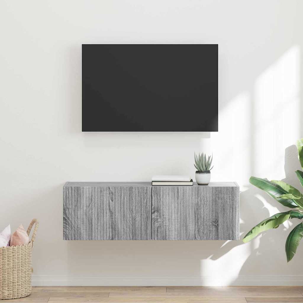 Tv Wall Cabinet 98 X 31 X 29,5 Cm Šedá Sonoma Kompozitní Dřevo