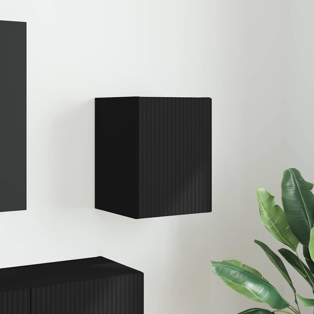 Tv Wall Cabinet 30 X 31 X 40 Cm Černá Kompozitní Dřevo