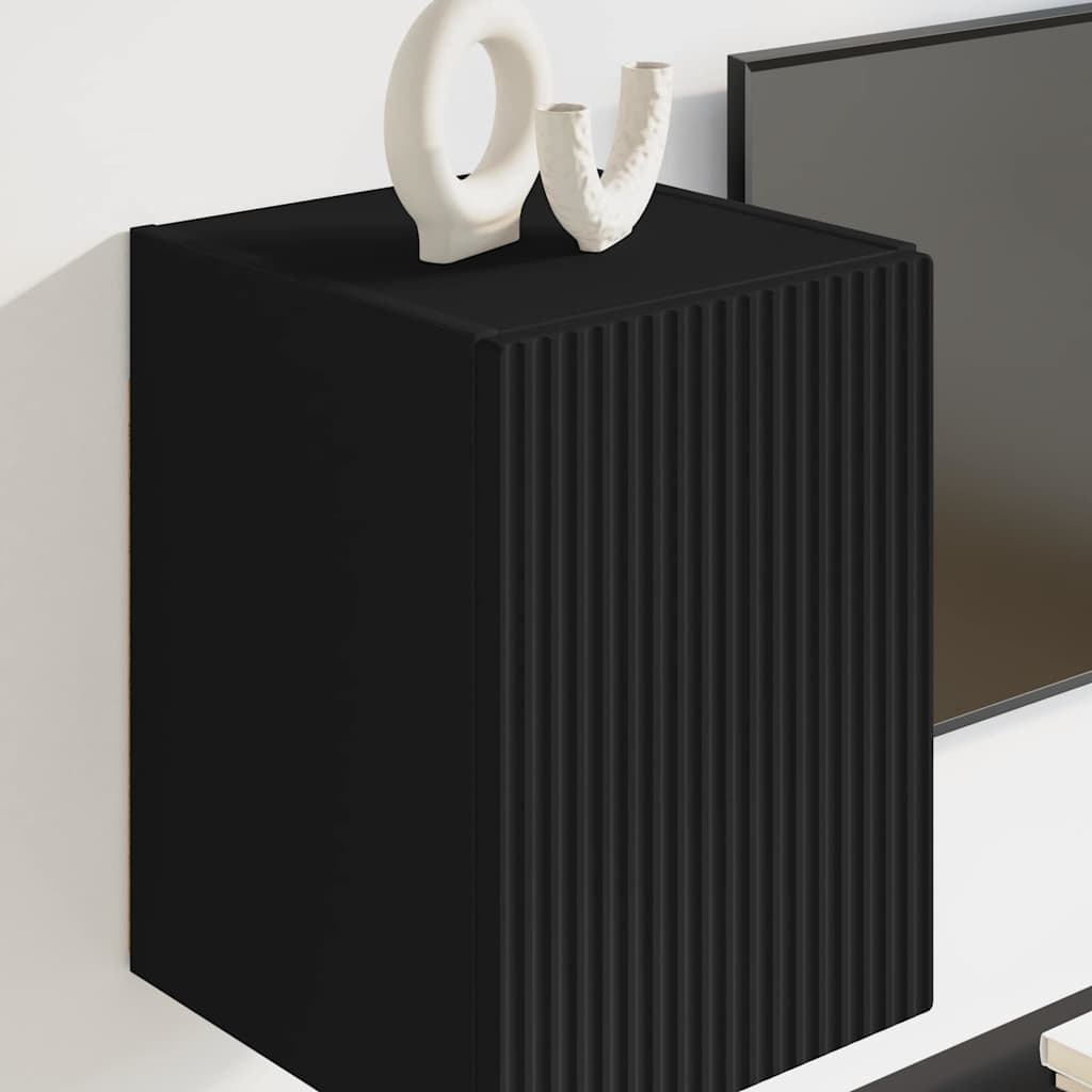 Tv Wall Cabinet 2 Pcs Černá Kompozitní Dřevo