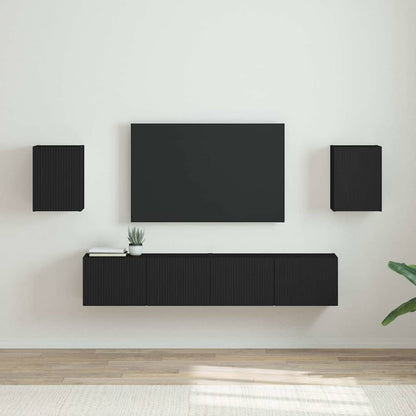 Tv Wall Cabinet 2 Pcs Černá Kompozitní Dřevo