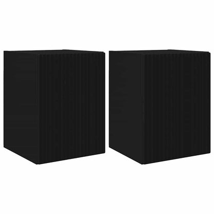 Tv Wall Cabinet 2 Pcs Černá Kompozitní Dřevo