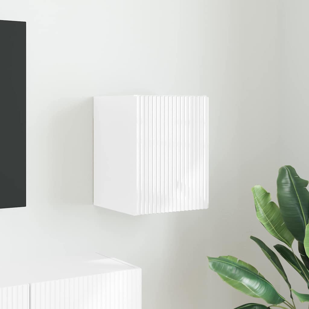Tv Wall Cabinet 30 X 31 X 40 Cm Lesklá Bílá Kompozitní Dřevo