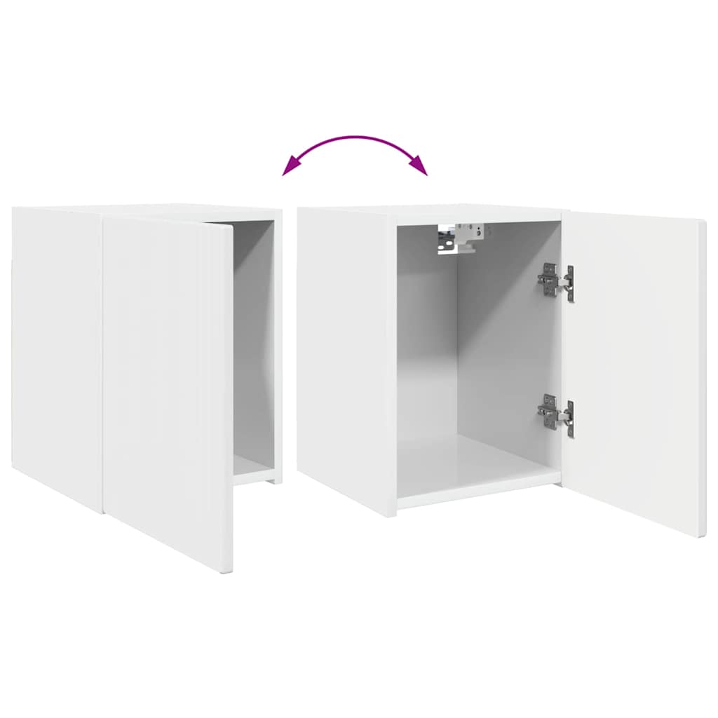 Tv Wall Cabinet 30 X 31 X 40 Cm Lesklá Bílá Kompozitní Dřevo
