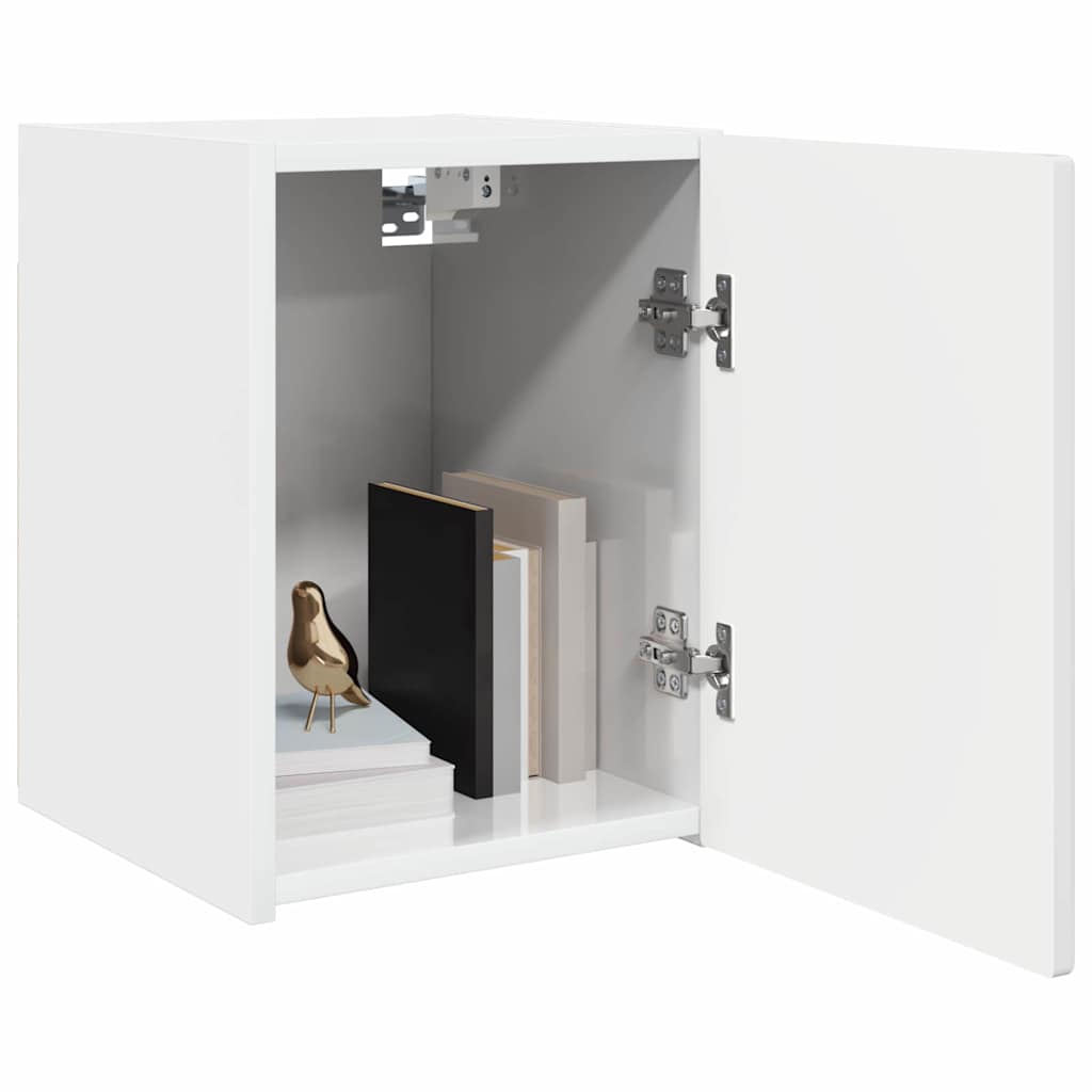 Tv Wall Cabinet 30 X 31 X 40 Cm Lesklá Bílá Kompozitní Dřevo