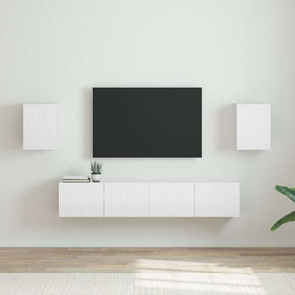 Tv Wall Cabinet 2 Pcs Lesklá Bílá Kompozitní Dřevo