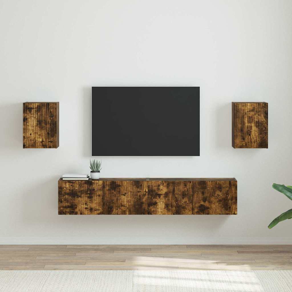Tv Wall Cabinet 2 Pcs Kouřový Dub Kompozitní Dřevo