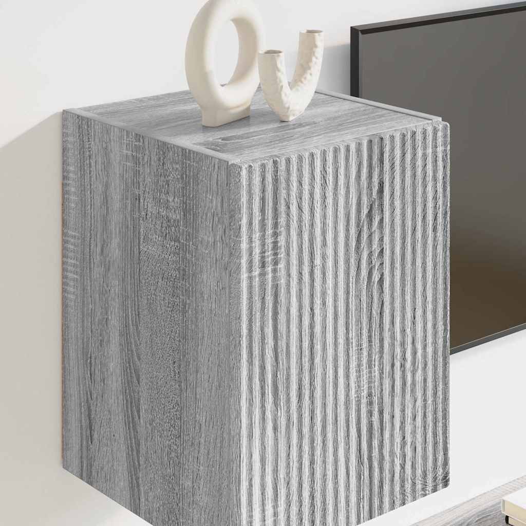 Tv Wall Cabinet 2 Pcs Šedá Sonoma Kompozitní Dřevo