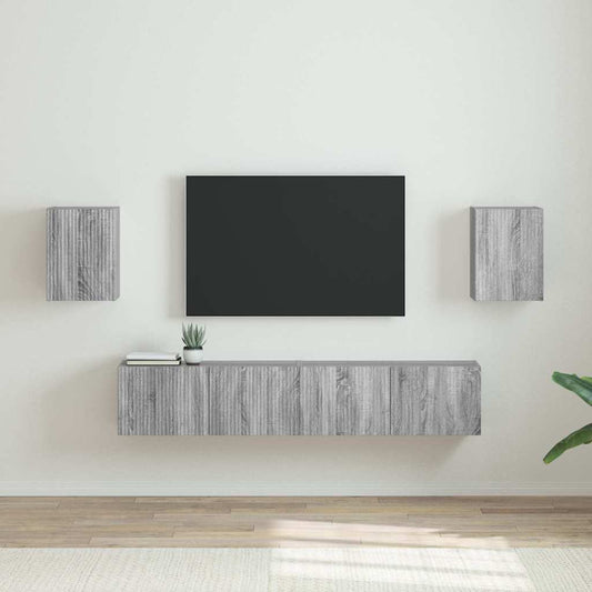 Tv Wall Cabinet 2 Pcs Šedá Sonoma Kompozitní Dřevo