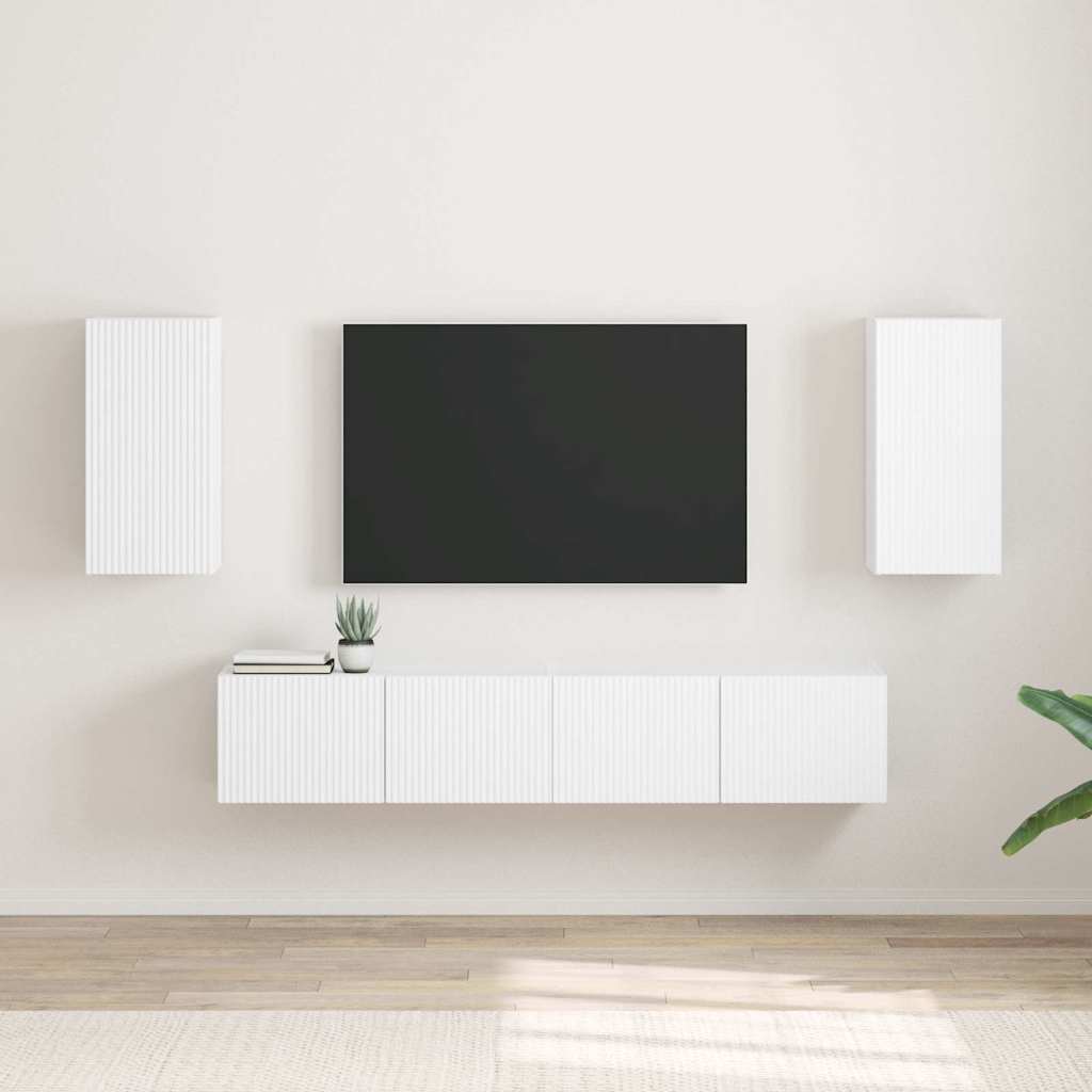 Tv Wall Cabinet 2 Pcs Bílá Kompozitní Dřevo