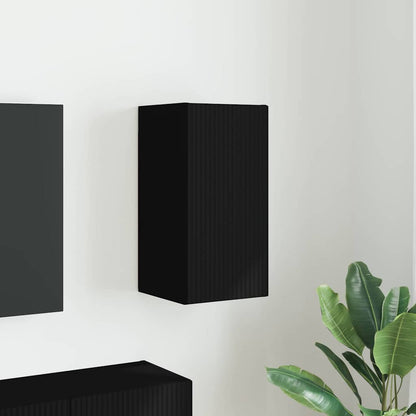 Tv Wall Cabinet 30 X 31 X 60 Cm Černá Kompozitní Dřevo