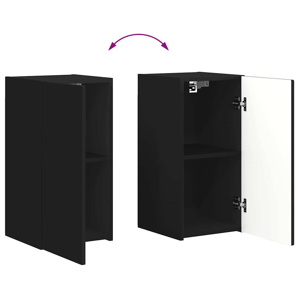 Tv Wall Cabinet 30 X 31 X 60 Cm Černá Kompozitní Dřevo