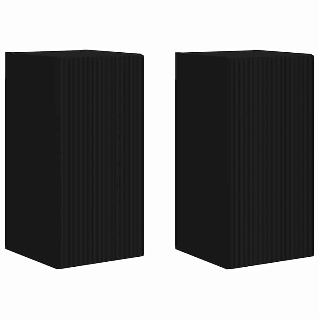 Tv Wall Cabinet 2 Pcs Černá Kompozitní Dřevo