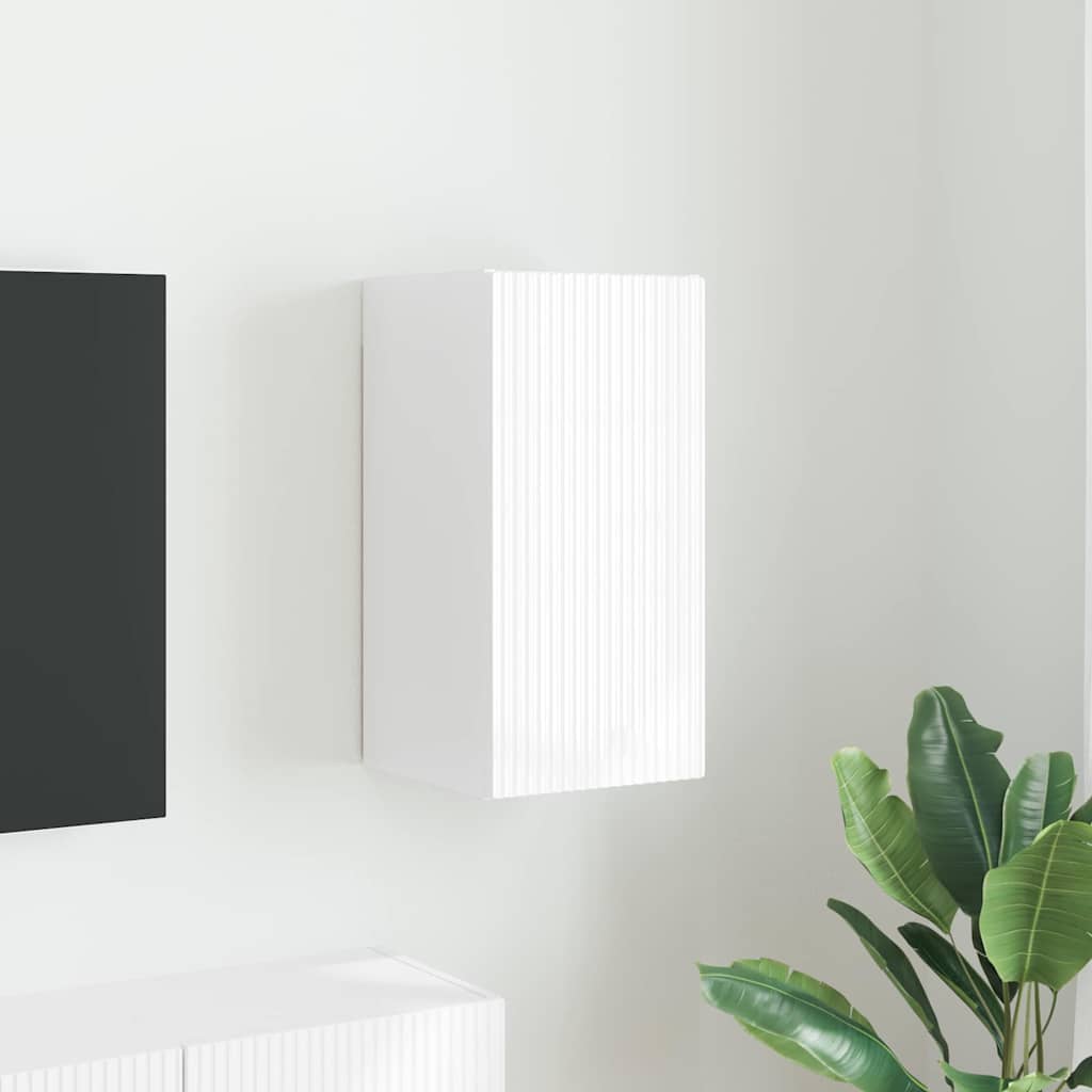 Tv Wall Cabinet 30 X 31 X 60 Cm Lesklá Bílá Kompozitní Dřevo