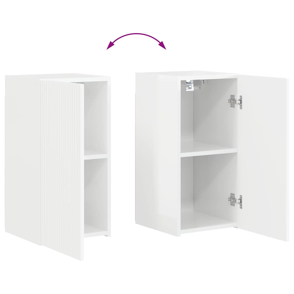 Tv Wall Cabinet 30 X 31 X 60 Cm Lesklá Bílá Kompozitní Dřevo