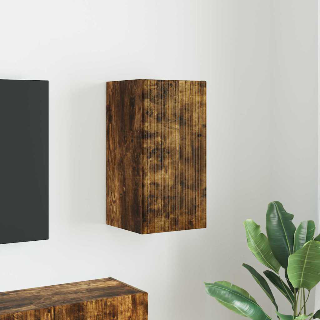 Tv Wall Cabinet 30 X 31 X 60 Cm Kouřový Dub Kompozitní Dřevo