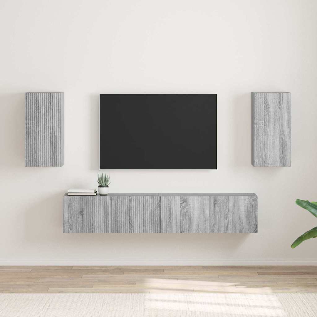 Tv Wall Cabinet 2 Pcs Šedá Sonoma Kompozitní Dřevo