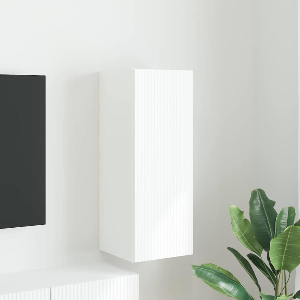 Tv Wall Cabinet 30 X 31 X 80 Cm Bílá Kompozitní Dřevo