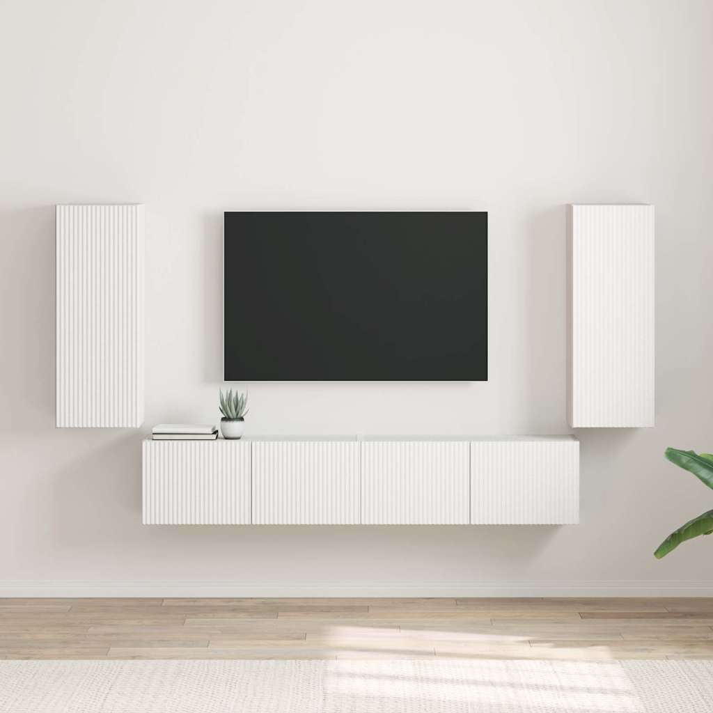 Tv Wall Cabinet 2 Pcs Bílá Kompozitní Dřevo