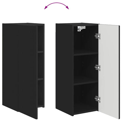 Tv Wall Cabinet 30 X 31 X 80 Cm Černá Kompozitní Dřevo