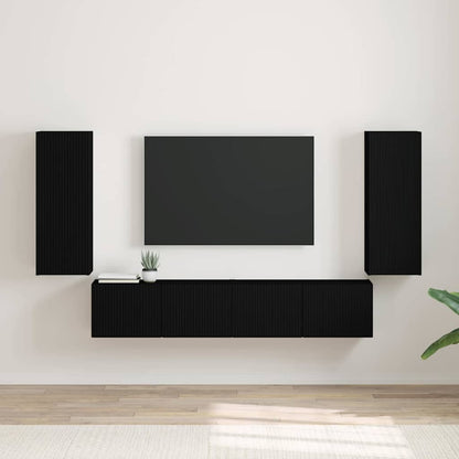 Tv Wall Cabinet 2 Pcs Černá Kompozitní Dřevo