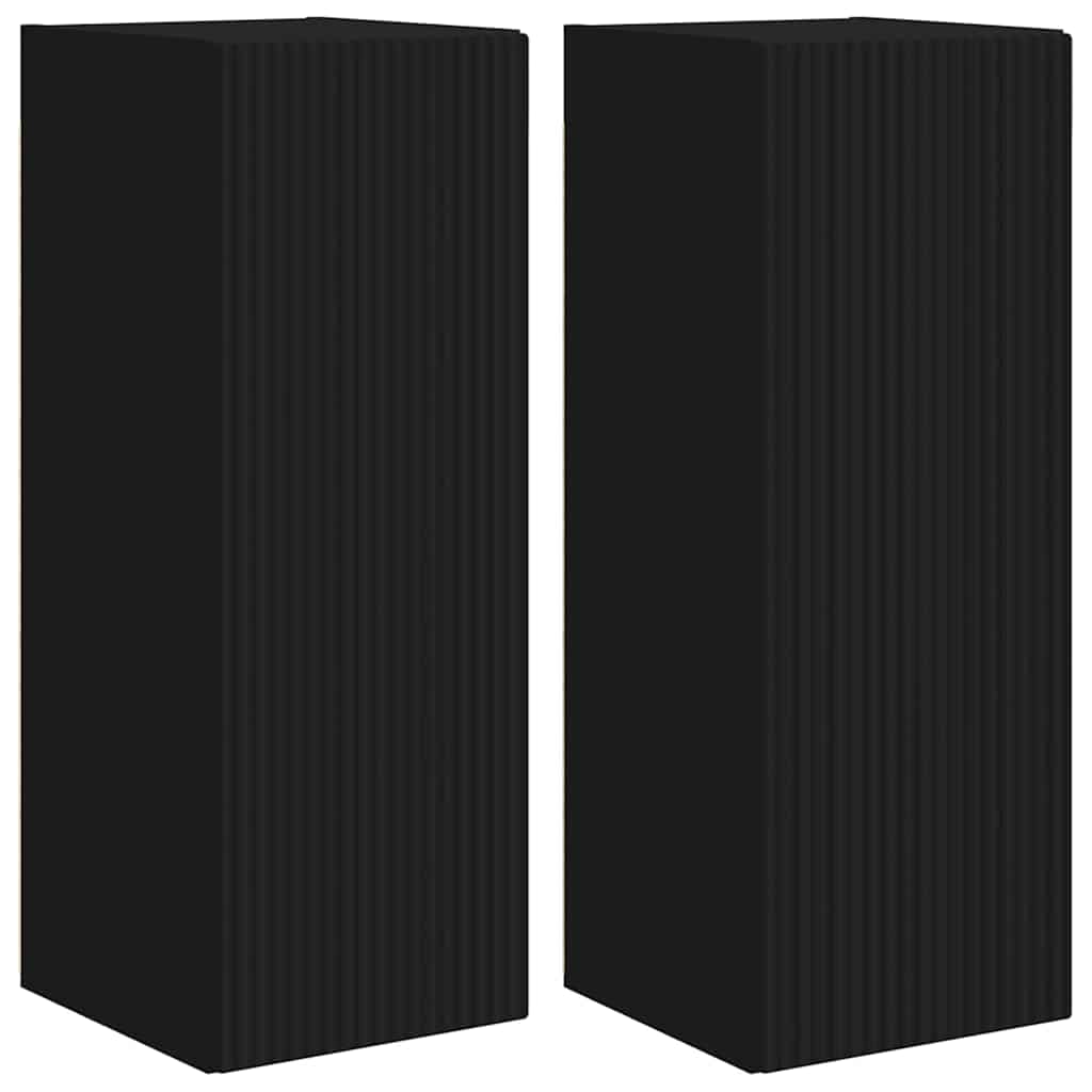 Tv Wall Cabinet 2 Pcs Černá Kompozitní Dřevo