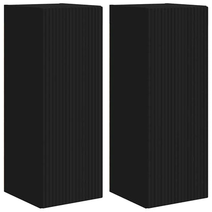 Tv Wall Cabinet 2 Pcs Černá Kompozitní Dřevo