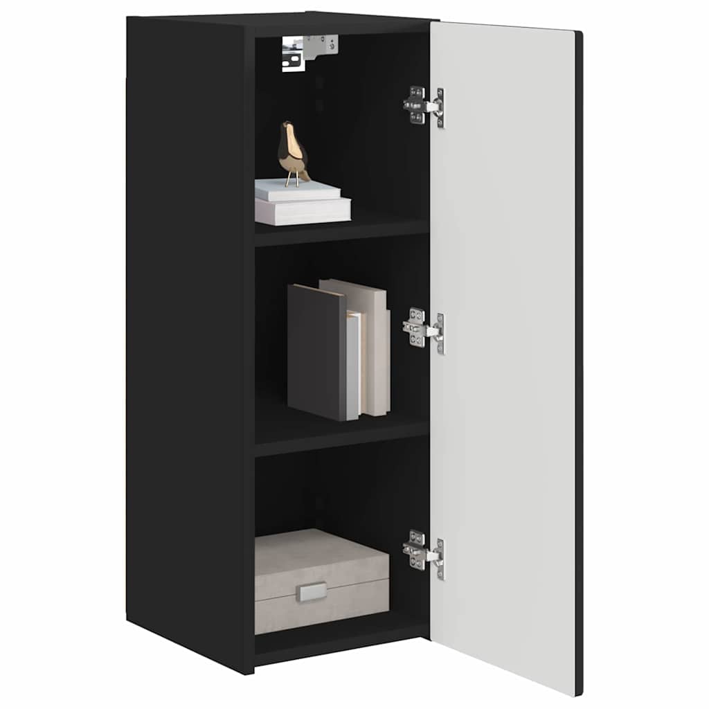 Tv Wall Cabinet 2 Pcs Černá Kompozitní Dřevo
