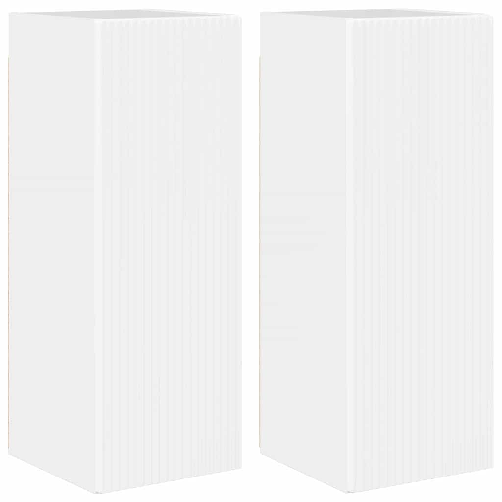 Tv Wall Cabinet 2 Pcs Lesklá Bílá Kompozitní Dřevo
