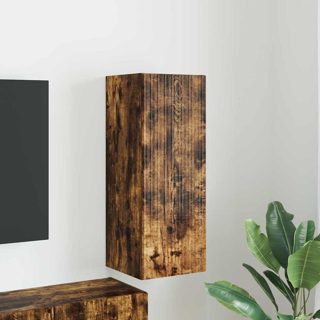 Tv Wall Cabinet 30 X 31 X 80 Cm Kouřový Dub Kompozitní Dřevo
