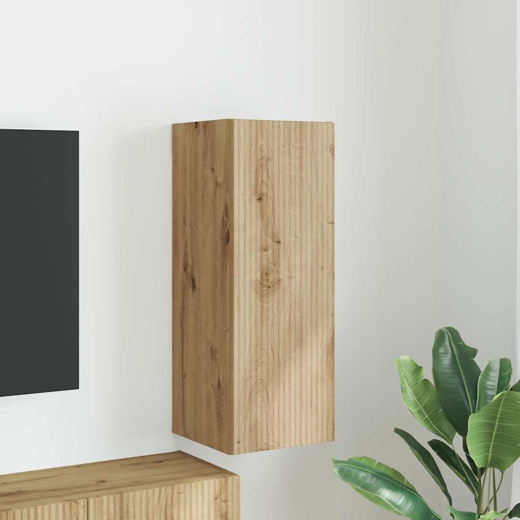 Tv Wall Cabinet 30 X 31 X 80 Cm Umělecký Dub Kompozitní Dřevo