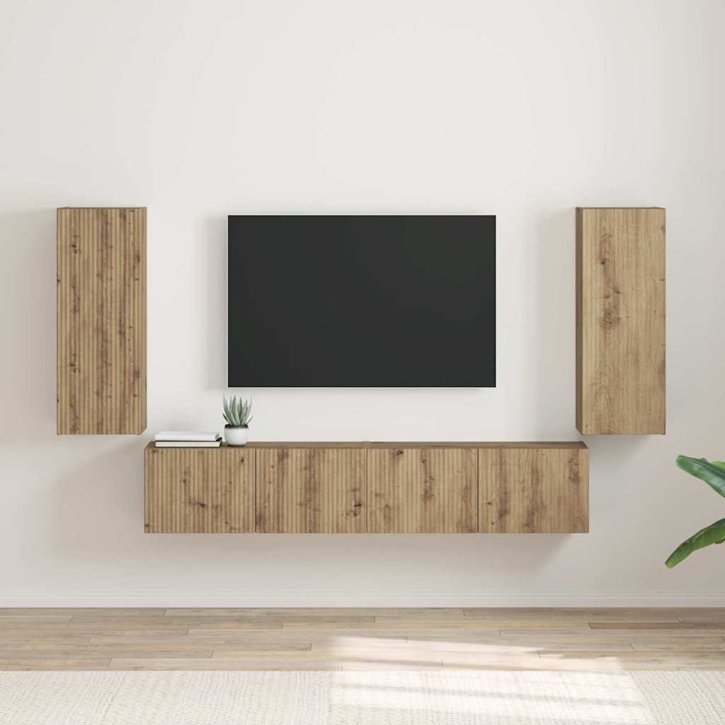 Tv Wall Cabinet 2 Pcs Umělecký Dub Kompozitní Dřevo