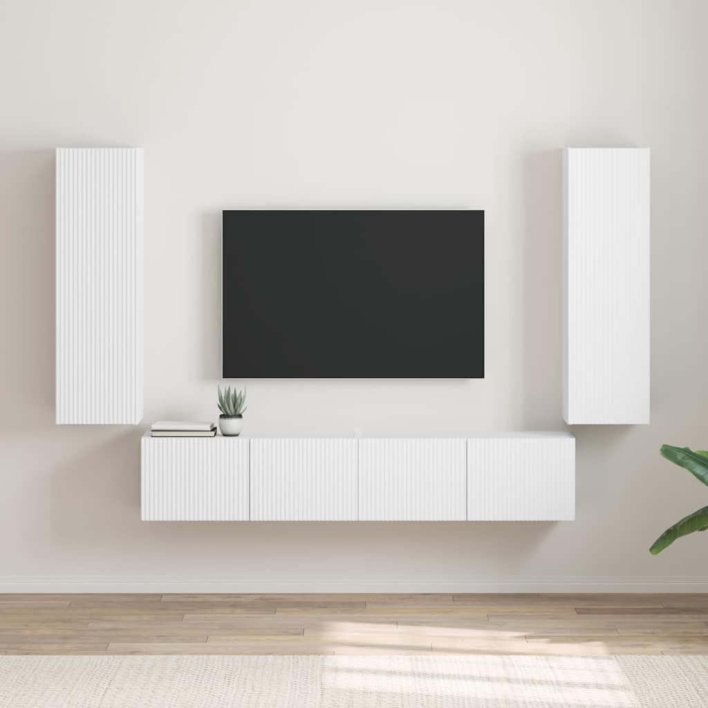 Tv Wall Cabinet 2 Pcs Bílá Kompozitní Dřevo